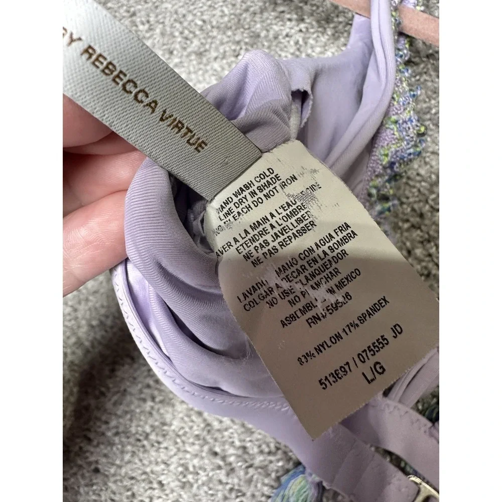 BECCA by Rebecca Virtue Iris Purple Crochet‎ Trim Bikini Set Size Large EUC!